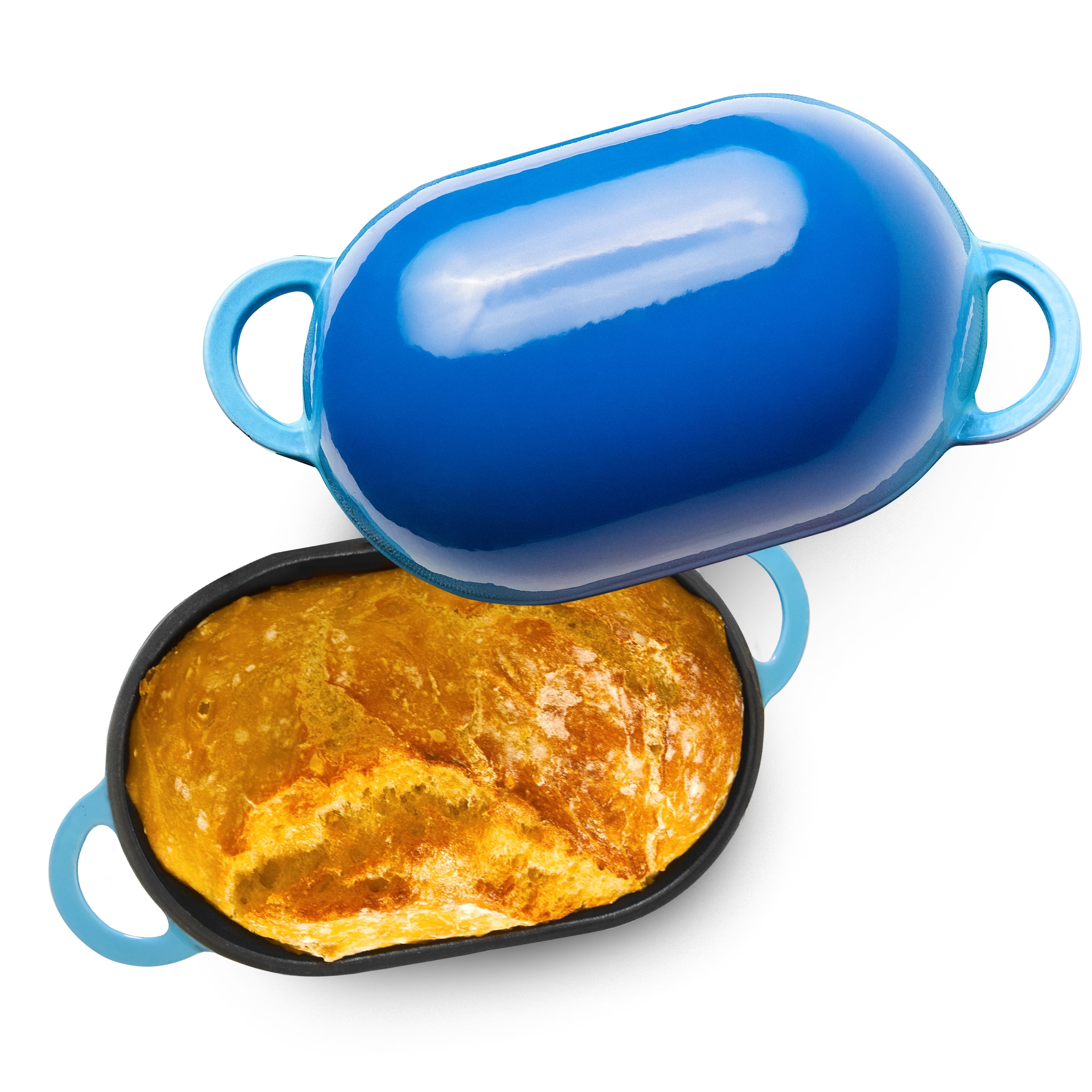 Blue Enameled Cast Iron Non-Stick Bread Baking Dutch Oven
