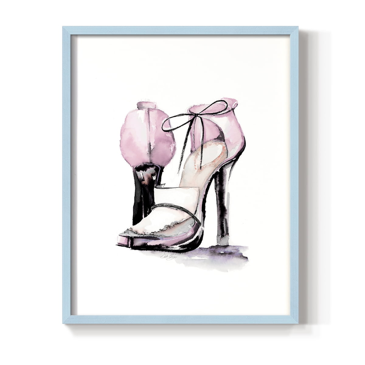 Loafer Heel in Blue Solid Wood 11 x 14 Framed Print