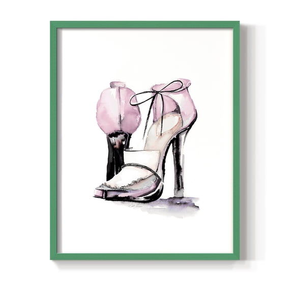 Loafer Heel in Green Solid Wood 11 x 14 Framed Print