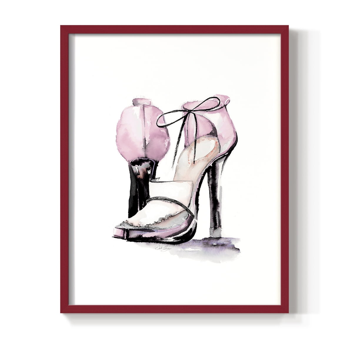 Loafer Heel in Red Solid Wood 11 x 14 Framed Print