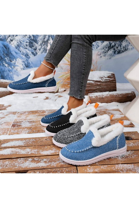 Loafer Slippers for Women Flat Heel Closed Toe Slip-on House Slides Women's Casual Indoor Outdoor Winter Warm Outerwear Plus Velvet Home Flat SlippersGray 9.5