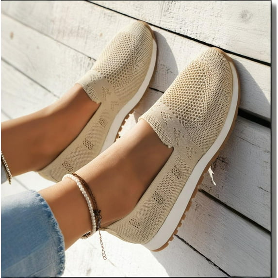 Loafers For Women Comfort Walking Shoes Knitted Slip on Arch Support Breathable Lightweight Orthopedic Shoes Clearance Sale