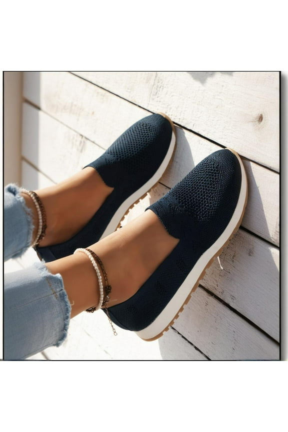 Loafers For Women Comfort Walking Shoes Low Top Knitted Slip On Sneakers Classic Casual Flat Shoes Clearance Sale