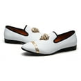 thumbnail image 1 of Loafers Men Luxury Wedding Dress Shoes White Fashion Party Shoes for Men, White-03, 10.5 US, 1 of 5