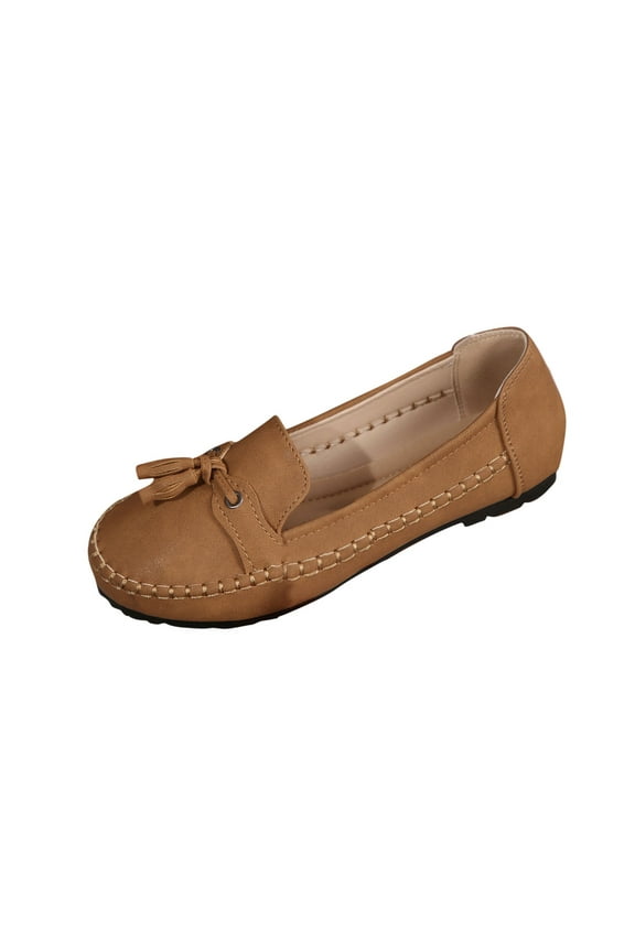 Loafers for Women Business Casual Flats Shoes Comfortable Lightweight Penny Stylish Micro Tassel Tie Cut-Out Pattern Loafers Slip On Work Flats Dress Shoes