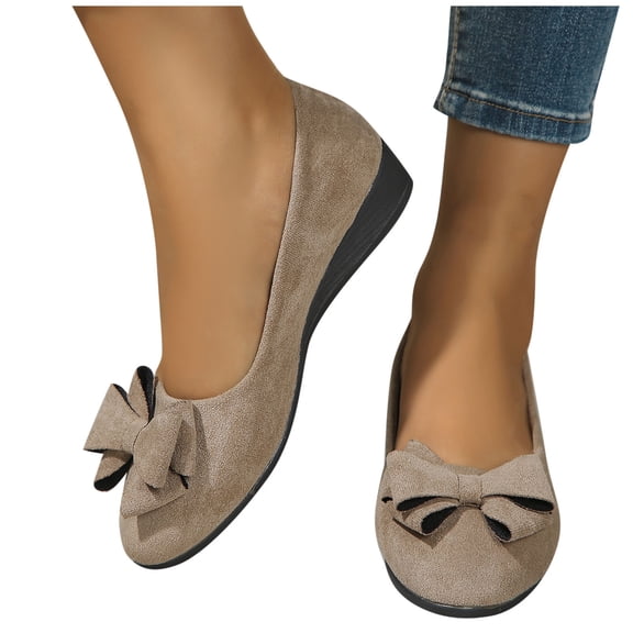 Loafers for Women Fashion Casual Spring and Summer Beach Versatile Bowknot Shallow Shoes Women's Loafers Shoes with Bowknot Flats Casual Comfortable Walking Loafers Sandals for Women