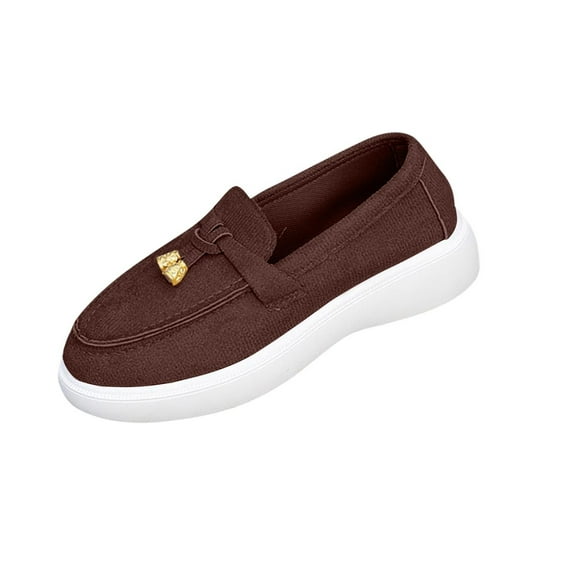 Loafers For Women Slip On Casual Comfort Soft Sole Platform Shoes Plus Size Spring Summer Style Trendy Footwear Flock Upper Size 9.5 Us 10.43 Inches Coffee