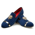 thumbnail image 1 of Loafers for Men Men's Rhombus Velvet Loafers Blue Wedding Dress Shoes Men's Gold Buckle, Blue-08, 9 US, 1 of 5