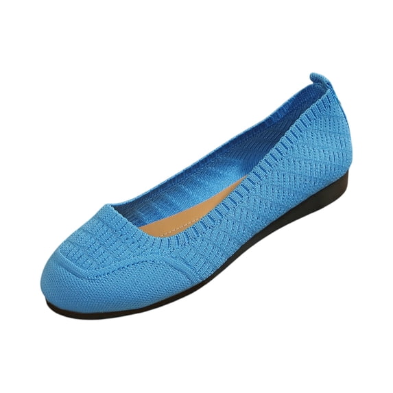 Loafers for Women Breathable Elastic Woven Knitting Mesh Sneakers Comfortable Cushioned Thick Insole Solid Color Slip on Flat Shoes, 40