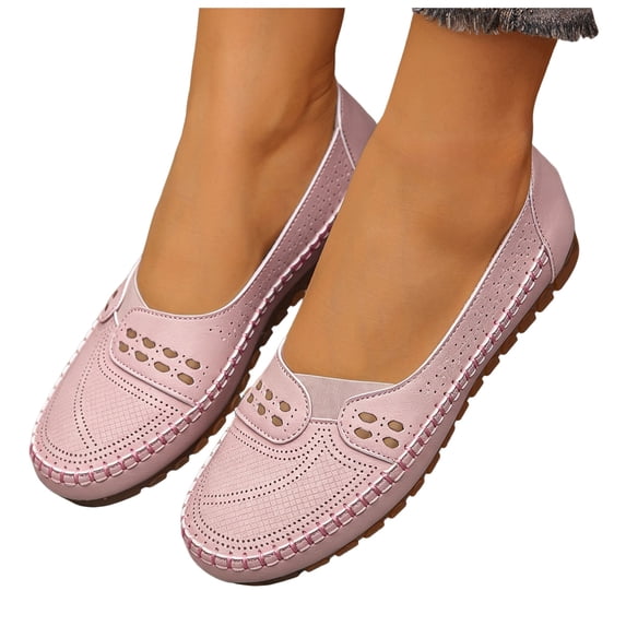 Loafers for Women Comfortable Hollow out Slip on Business Work Flat Shoes Breathable Casual Penny Driving Moccasins Pink Size 7