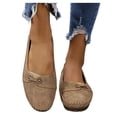 thumbnail image 1 of Loafers for Women Comfortable Wide Toe Box Business Casual Shoes Low Top Slip On Work Shoes Non Slip Walking Flats Brown Size 8, 1 of 8