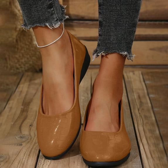 Loafers for Women Dressy Spring Summer Slip on Shoes Wide Width Comfort Walking Shoes for Office Daily Brown 6.5