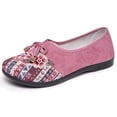 thumbnail image 1 of Loafers for Women Floral Embroidery Casual Dress Shoes Lightweight Soft Sole Walking Shoes Round Toe Canvas Flat Shoes Pink Size 9.5, 1 of 6
