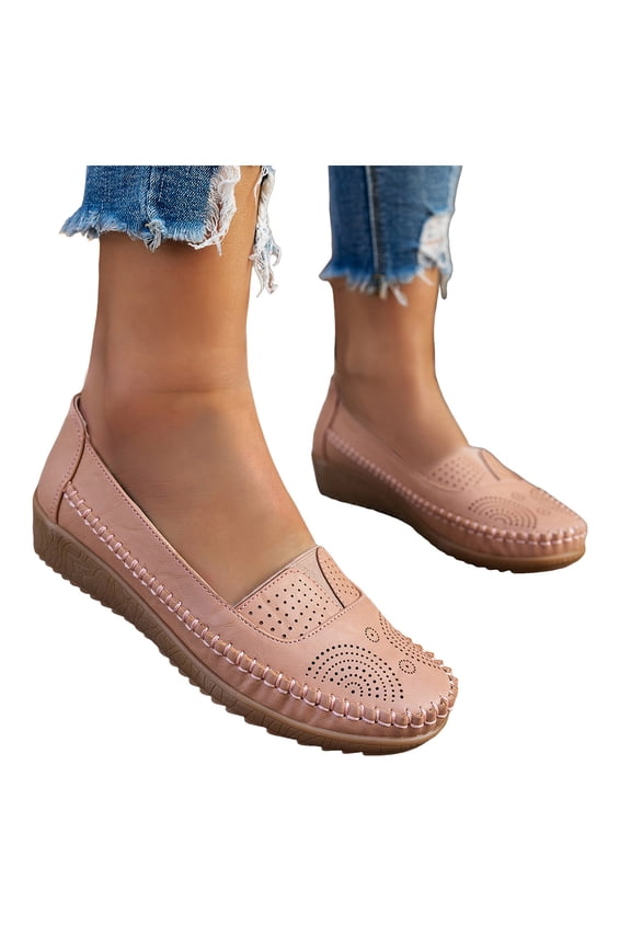 Loafers for Women Hollow out Slip on Walking Shoes Comfortable Arch Support Orthopedic Shoes Casual Flat Driving Shoes Red Size 7