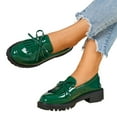 thumbnail image 1 of Loafers for Women Trendy Sparkly Leather Bowtie Casual Dress Work Shoes Lug Sole Chunky Heel Round Toe Slip on Penny Loafers Green Size 7.5, 1 of 6