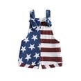 thumbnail image 1 of Loalirando 4th of July Baby Boy Girl Outfit Stars Stripes Overall Shorts Sleeveless Knotted Romper Memorial Day Clothes 0-3Y, 1 of 8