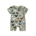 thumbnail image 1 of Loalirando Baby Boys Girl Farm Clothes Short Sleeve Chicken One Piece Romper Casual Jumpsuit Summer Country Stuff, 1 of 1