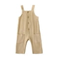 thumbnail image 1 of Loalirando Toddler Baby Girls Boys Cotton Overalls Romper Soft Pocket Sleeveless Halter Jumpsuits Summer Suspenders Pants, 1 of 8