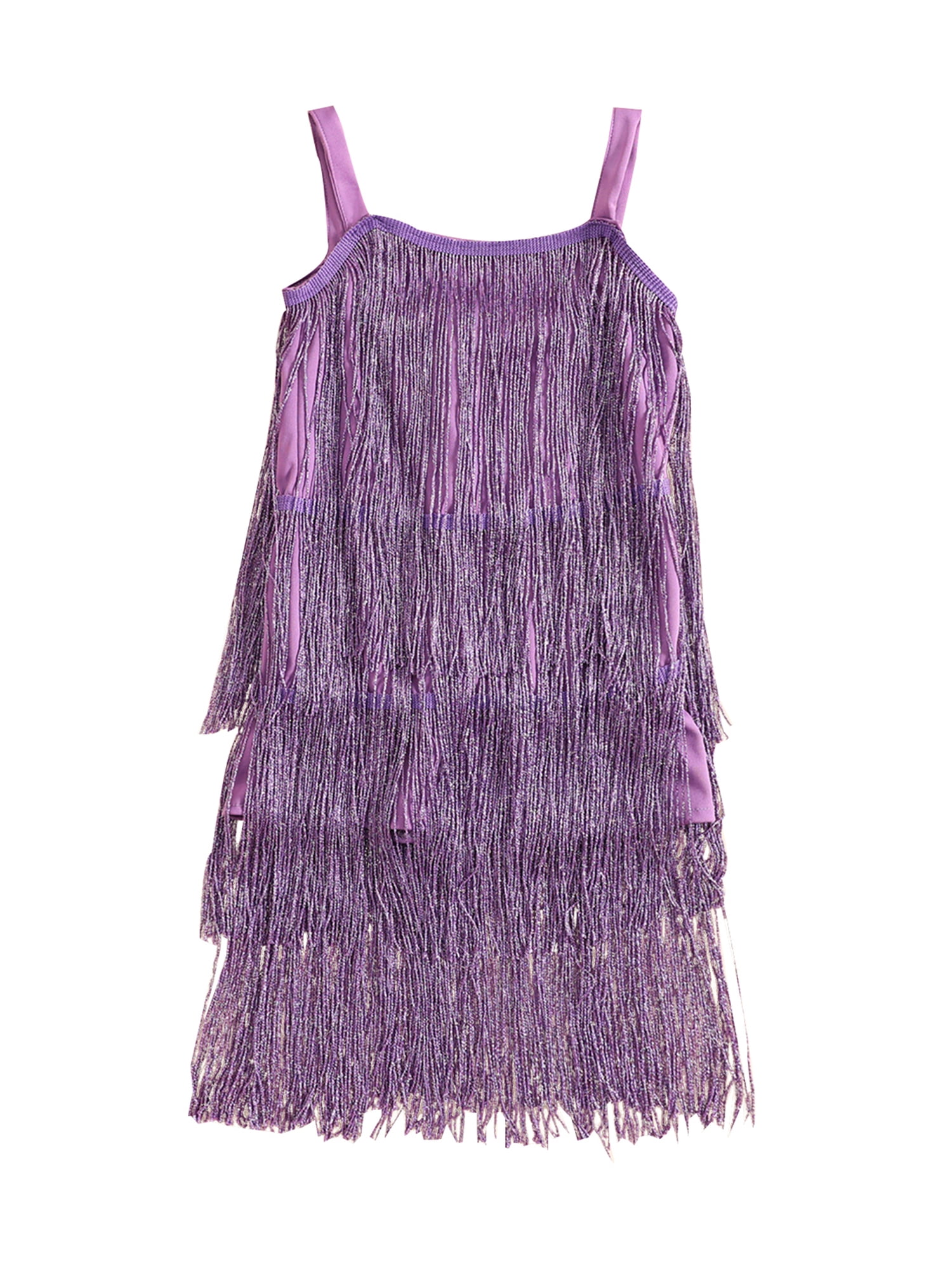 Loalirando Toddler Little Girl Sequin Fringe Dress Sparkling Tassel Sleeveless Latin Dance Party Dress Zipper Back 18M 6T Kids