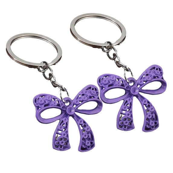 Loamitoy 2Pcs Keychain Pendant, Hollow Bow Shape Key Ring with Chain, Compact Portable Key Holder for Men Women Accessories