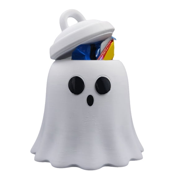 Loamitoy Halloween Ghost Storage Jar with Lid, 3D Printed Ghost Candy Snack Container, Decorative Ghost Food Storage Canister for Holiday Party
