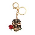 thumbnail image 1 of Loamitoy Holding Rose Rhinestone Skull Keychain for Halloween, Gothic Skeleton Head Key Ring, Key Chain Accessory for Handbags Backpacks, 1 of 4