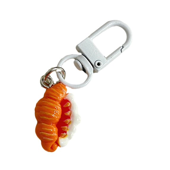 Loamitoy Keychain Pendant 1:1 Realistic Breakfast Food Shape Bag Charm Portable Resin Keyring with Metal Buckle