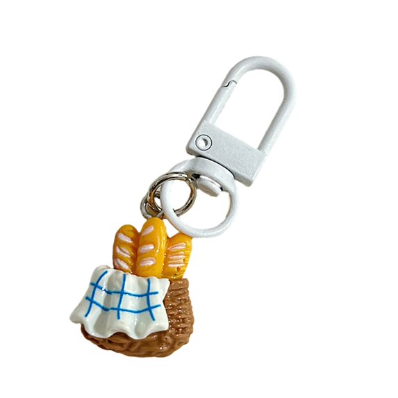 Loamitoy Keychain Pendant 1:1 Realistic Breakfast Food Shape Bag Charm Portable Resin Keyring with Metal Buckle