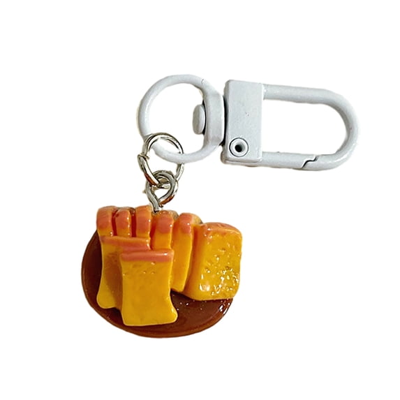 Loamitoy Keychain Pendant 1:1 Realistic Breakfast Food Shape Bag Charm Portable Resin Keyring with Metal Buckle