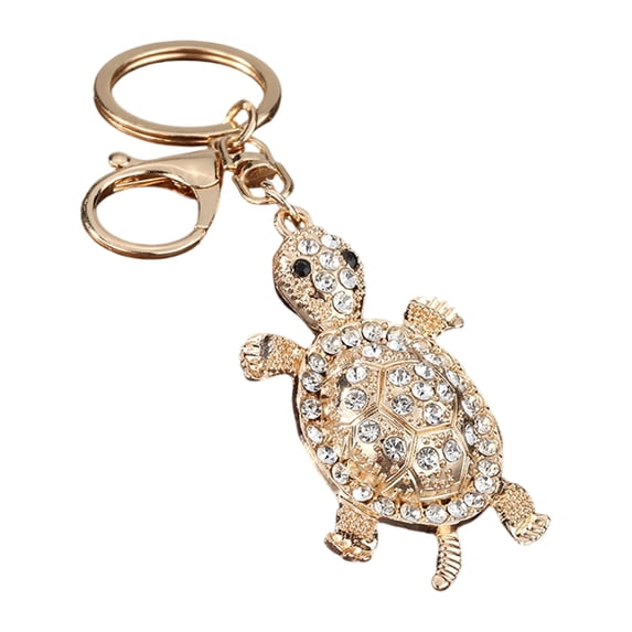 Loamitoy Keychain Pendant, 3D Turtle Design Key Holder with Sparkling Rhinestones Inlaid, Easy to Attach Lucky Charm for Keys Bags Gift Accessory