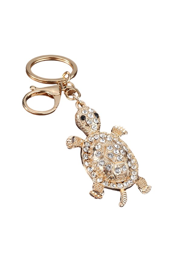 Keychain Pendant, 3D Turtle Design Key Holder with Sparkling Rhinestones Inlaid, Easy to Attach Lucky Charm for Keys Bags Gift Accessory