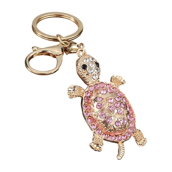 Loamitoy Keychain Pendant, 3D Turtle Design Key Holder with Sparkling Rhinestones Inlaid, Easy to Attach Lucky Charm for Keys Bags Gift Accessory