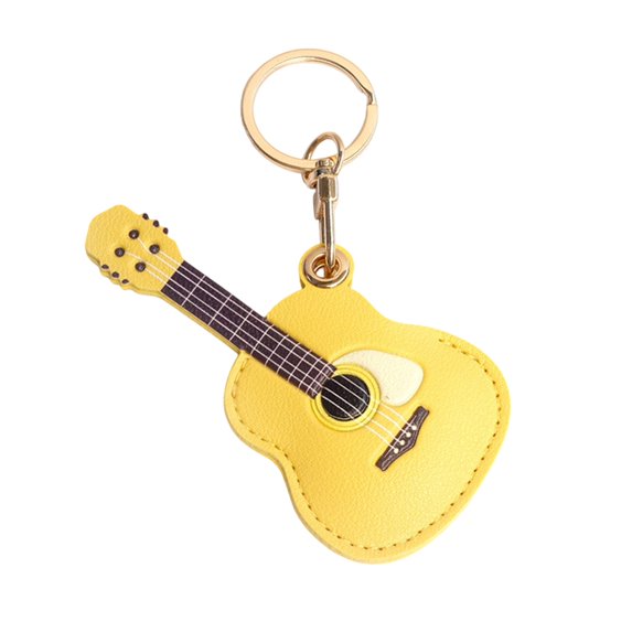 Loamitoy Keychain Pendant Musical Style Faux Leather Guitar Charm Keyring Access Card Holder Schoolbag Key Pendant Keychain Accessories