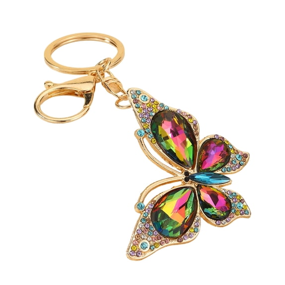 Loamitoy Light Luxury Butterfly Keychain Crystal Pendant Rhinestone Butterfly Keychain Colorful Diamond Butterfly Pendant Sparkling Bag Charm Gift for Women Girls