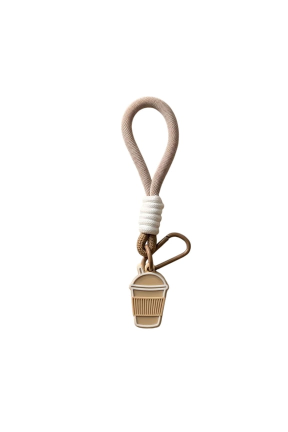 Milk Tea Cup Keychain Pendant, 3D Printed Keychain with Braided Lanyard, Bag Backpack Charm Decorative Accessory