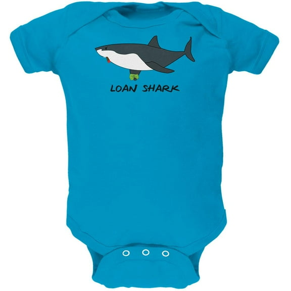 Loan Shark Great White Funny Pun Soft Baby One Piece Turquoise 0-3 M