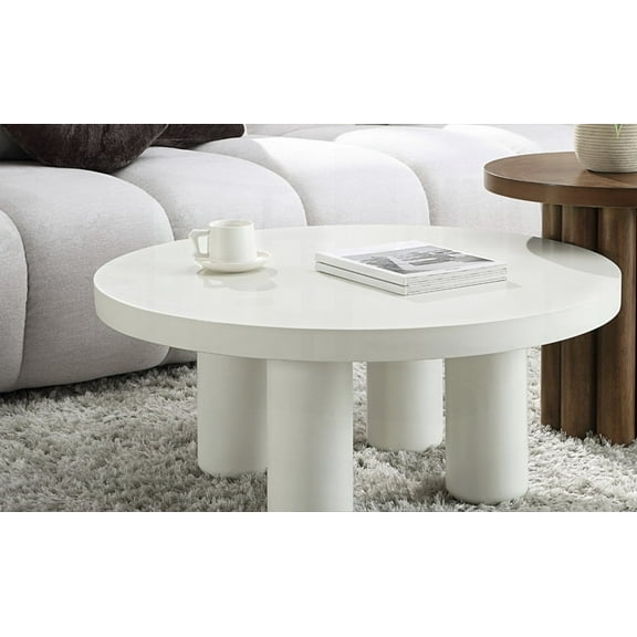 Loanna's White Finish Round Coffee Table for Modern Spaces
