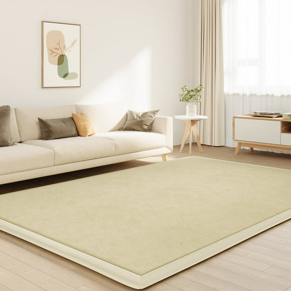 Loartee Baby Play Mat for Floor - 50" x 50" Non-Slip Coral Velvet Memory Foam Nursery Crawling 1.18" Thick Rug for Babies, Toddlers, Infants, Kids, Beige