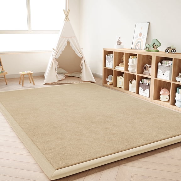 Loartee Baby Play Mat for Floor - 50" x 50" Non-Slip Coral Velvet Memory Foam Nursery Crawling 1.18" Thick Rug for Babies, Toddlers, Infants, Kids, Brown