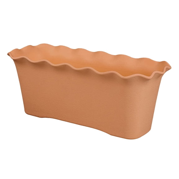 Loasebue Scalloped Edge Plastic Window Box Planters, Rectangular Flower Pots with Drainage, Lightweight Decorative Planters for Indoor/Outdoor Use