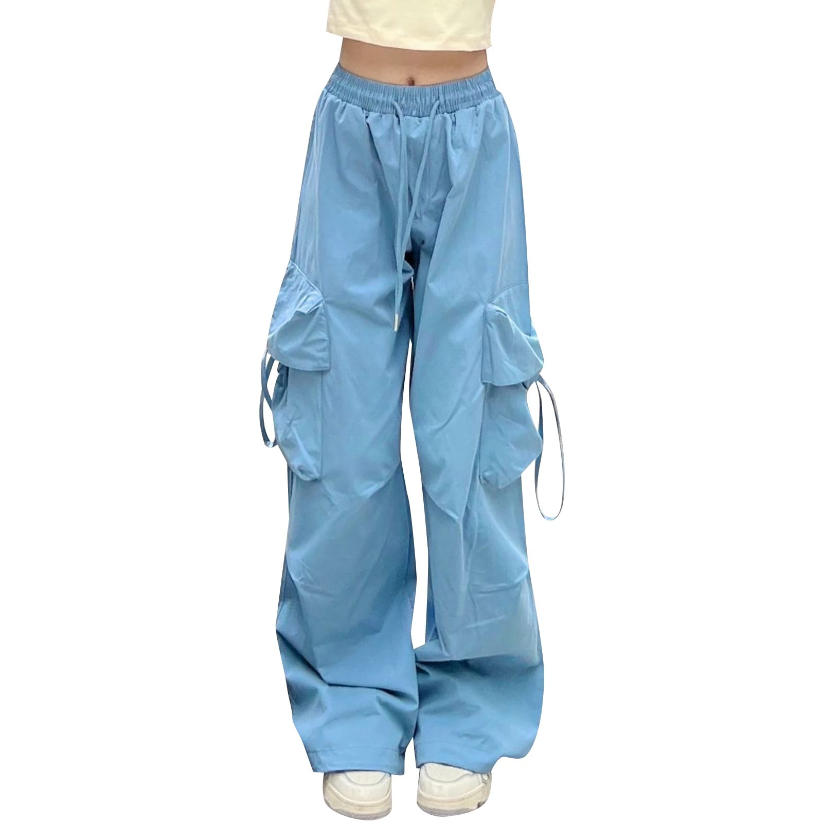 Loasebue Women's Drawstring Pants With 4 Pockets High Rise Elastic