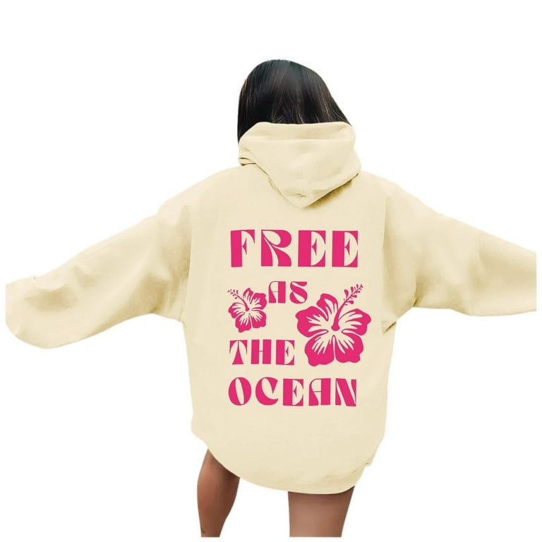 Loasebue Womens Oversized Hoodies Sweatshirts Long Sleeve Sweaters Pullover Fall Outfits Graphic Hoodie For Women Cute Preppy Sweatshirt Trendy Hoodie Drawstring Pullover Tops With Pockets Walmart
