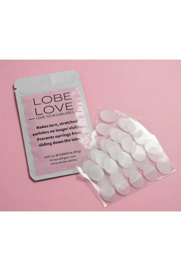 Hypoallergenic Earring Support Patches, 60-Count, Clear