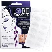 Lobe Miracle Clear Earring Support Patches for Stretched Earlobes, Unisex, 60 Count