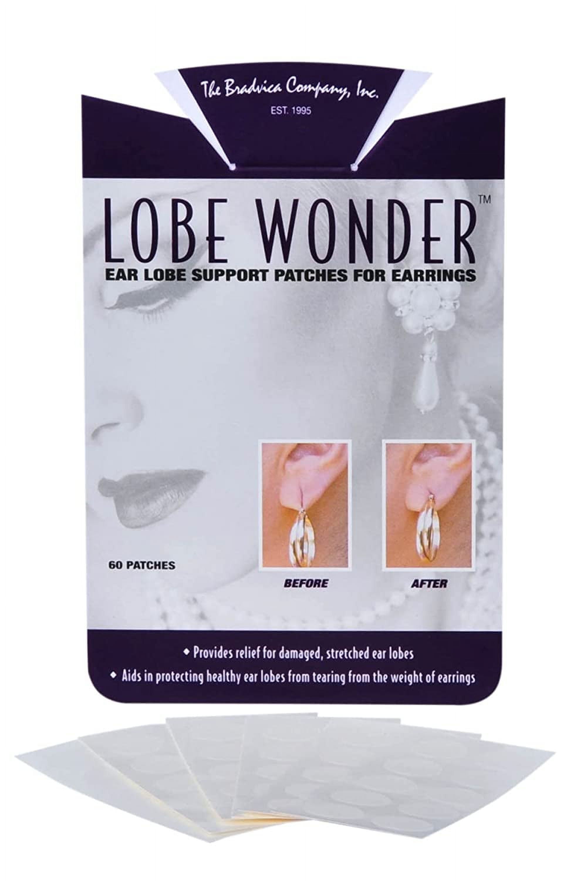 Lobe Wonder Ear Lobe Support Patches for Earrings Prevent Tearing & Stretched Earlobes, 60 Patches