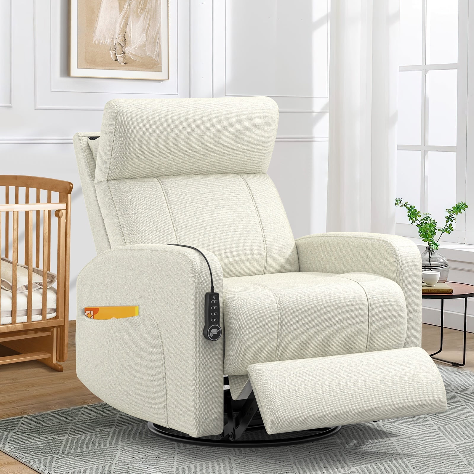Loberfve Power Recliner Nursery Glider Chair, Power Adjustable Head ...