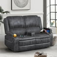 thumbnail image 1 of LOBERFVE Recliner, Manual Reclining Chair with Removable Armrest, Dutch Velvet Recliner Loveseat for Adults with 2 Tier Cushions, USB Ports, Cup Holders, Gray, 1 of 8