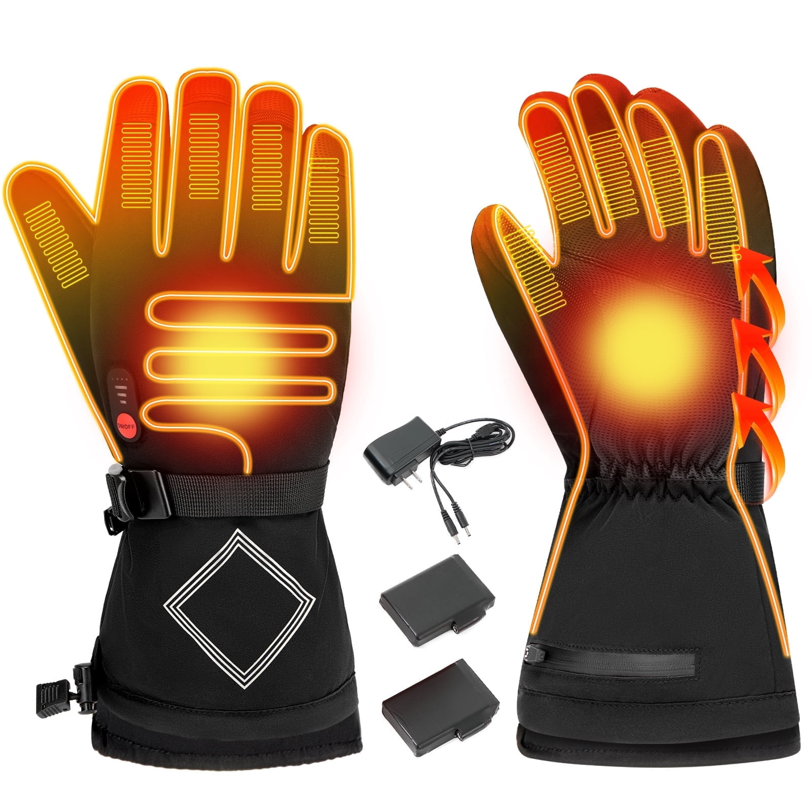 Heated Gloves for Men Women,158°F Heating Rechargeable Winter Gloves, 7.4V Leather Waterproof Touchscreen Glove Hand Warmer for Motorcycle Work Ski Cycling(S/M/L/XL)