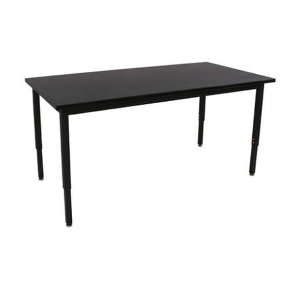 Lobo Tables LOB7109-FX-C 4 8 in. x 7 2 in. Fully Welded Lobo Table- Black Frame and Fixed Legs- 1.25 in. ChemRes Laminate With Black Lotz Armor Edge Top