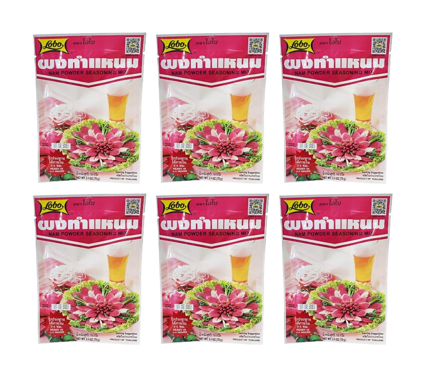 Lobo Thai Nam Powder Seasoning Mix, (6 Pack, Total of 14.4 oz